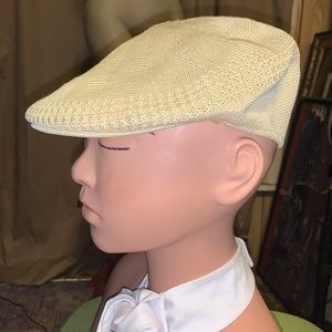 Weatherproof summer newsboy scally cabbie hat small/med knit cap ivory cream tan